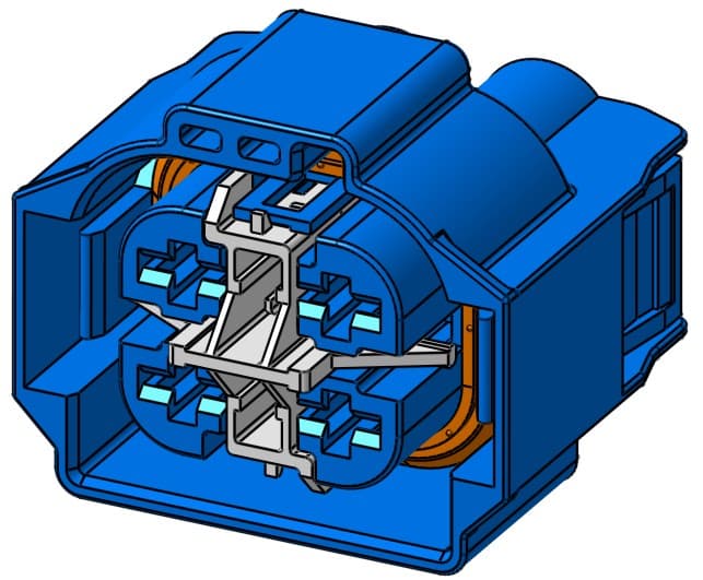 4way AFK 4.8 Receptacle Sealed Blue Connector, Code A