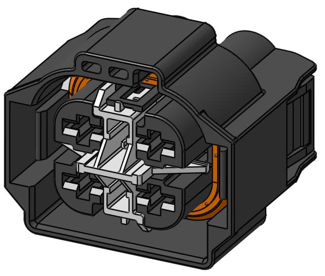 4way AFK 4.8 Receptacle Sealed Black Connector, Code A